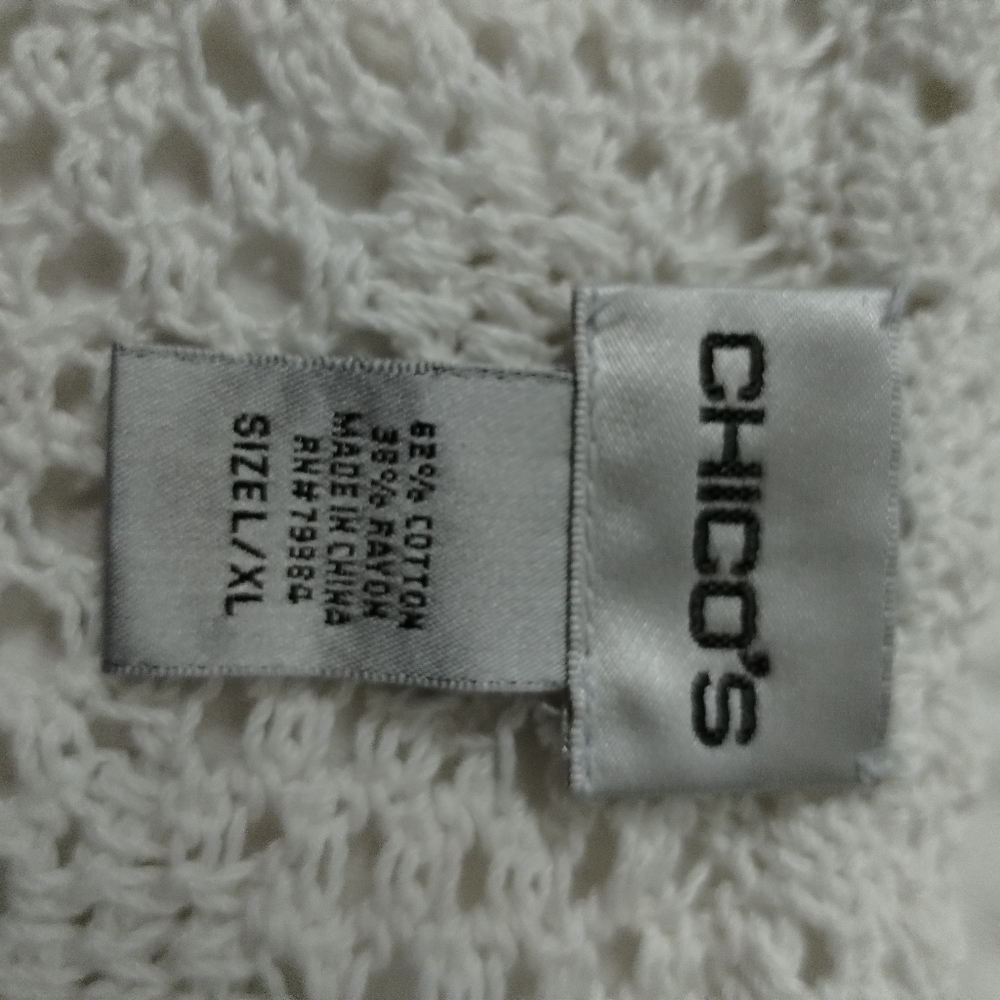 Chico's Women's XL Crochet Open Knit Cottagecore Romantic Grannycore Cardigan - Picture 9 of 9